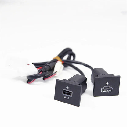 Black USB-A QC3.0 & USB-C PD Fast Charger Socket for Ford Focus (2005-2009)