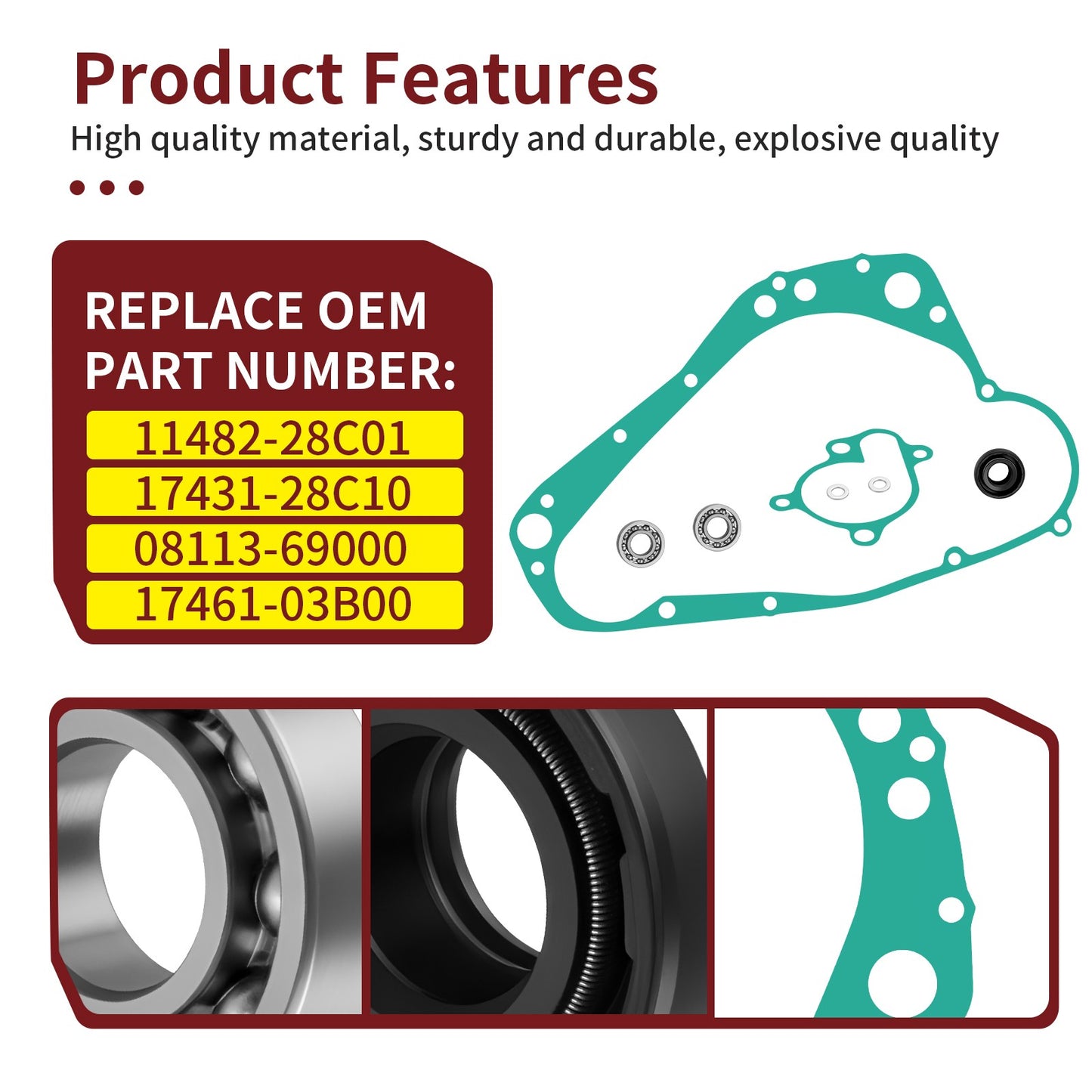 Water Pump Rebuild Clutch Cover Gasket Kit for Suzuki RM250 (1989–1995)