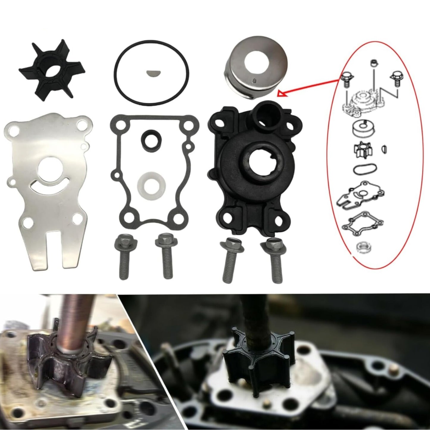 Water Pump Repair Kit for Yamaha Outboard Motor 40-60 HP