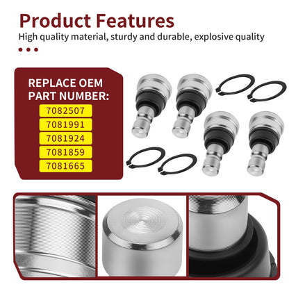 Set of 4 Upper and Lower Ball Joints for Polaris Ranger Crew 900 (2014–2019)