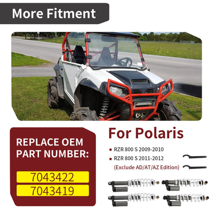 Set of 2 Front & Rear Shock Absorbers for Polaris RZR 800 S EFI (2009–2012)