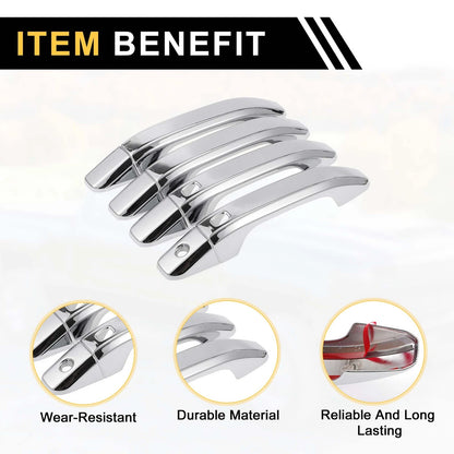 Set of 4 Exterior Door Handle Covers for GMC Yukon (Chrome Silver Tone)