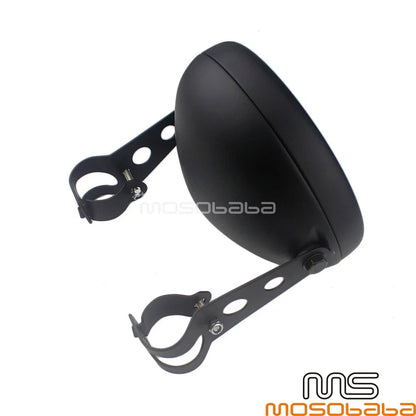 7'' Steel Round Black Headlight Housing w/ Bracket for Universal Motorcycle