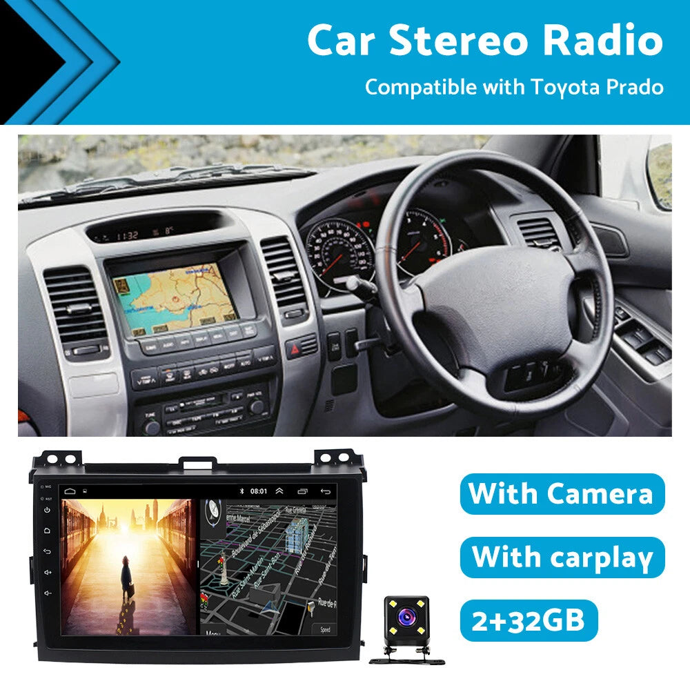 32GB Carplay Radio Stereo GPS for Toyota Prado (2003-2009)