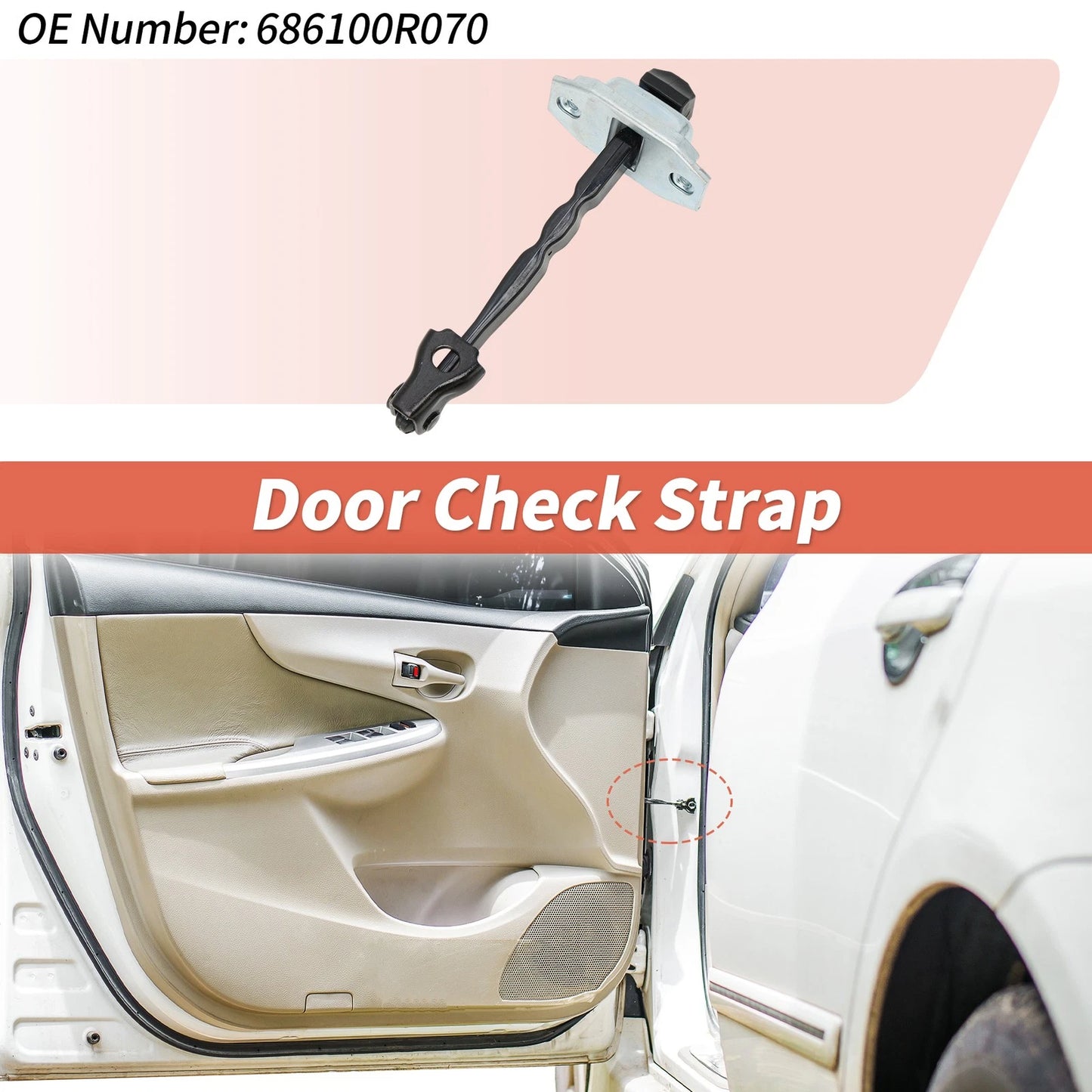 Front Left/Right Door Check Strap for Toyota RAV4 (2020–2022) No.686100R070