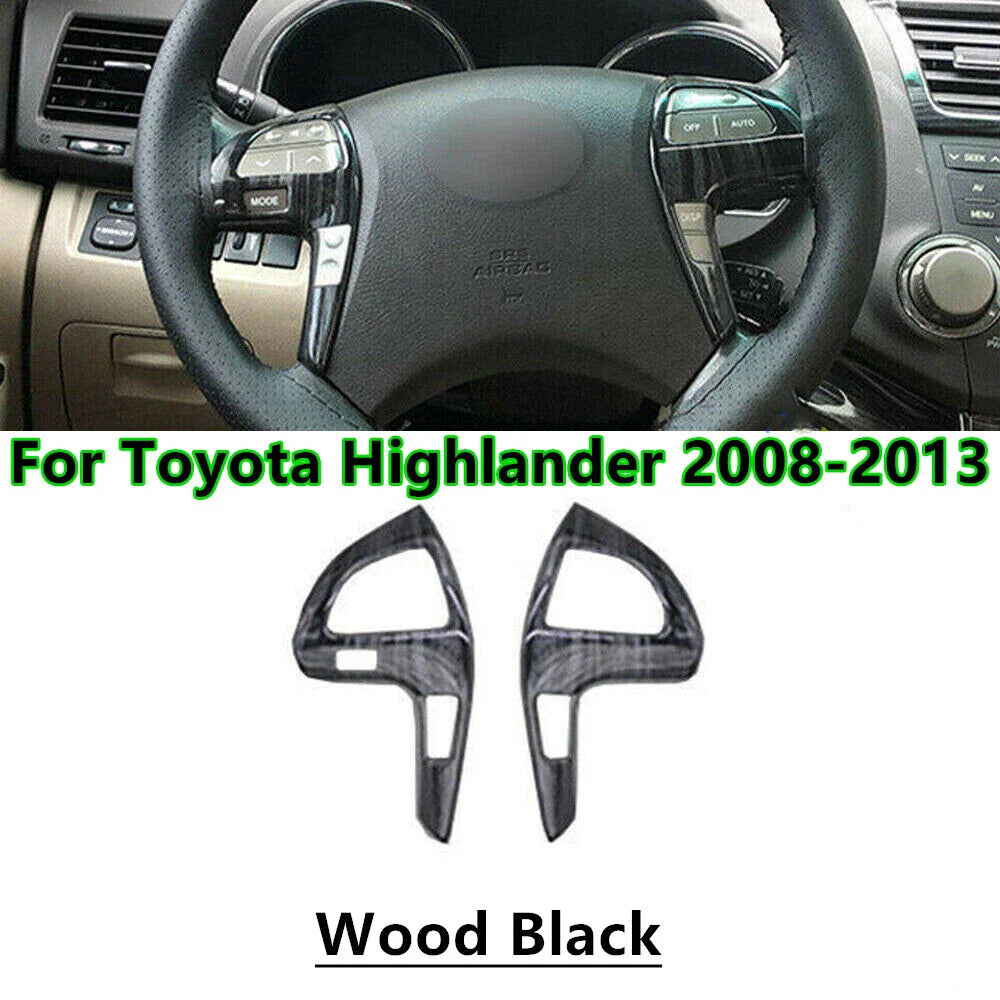 Wood Black Steering Wheel Button Cover Trim for Toyota Highlander (2008–2013)