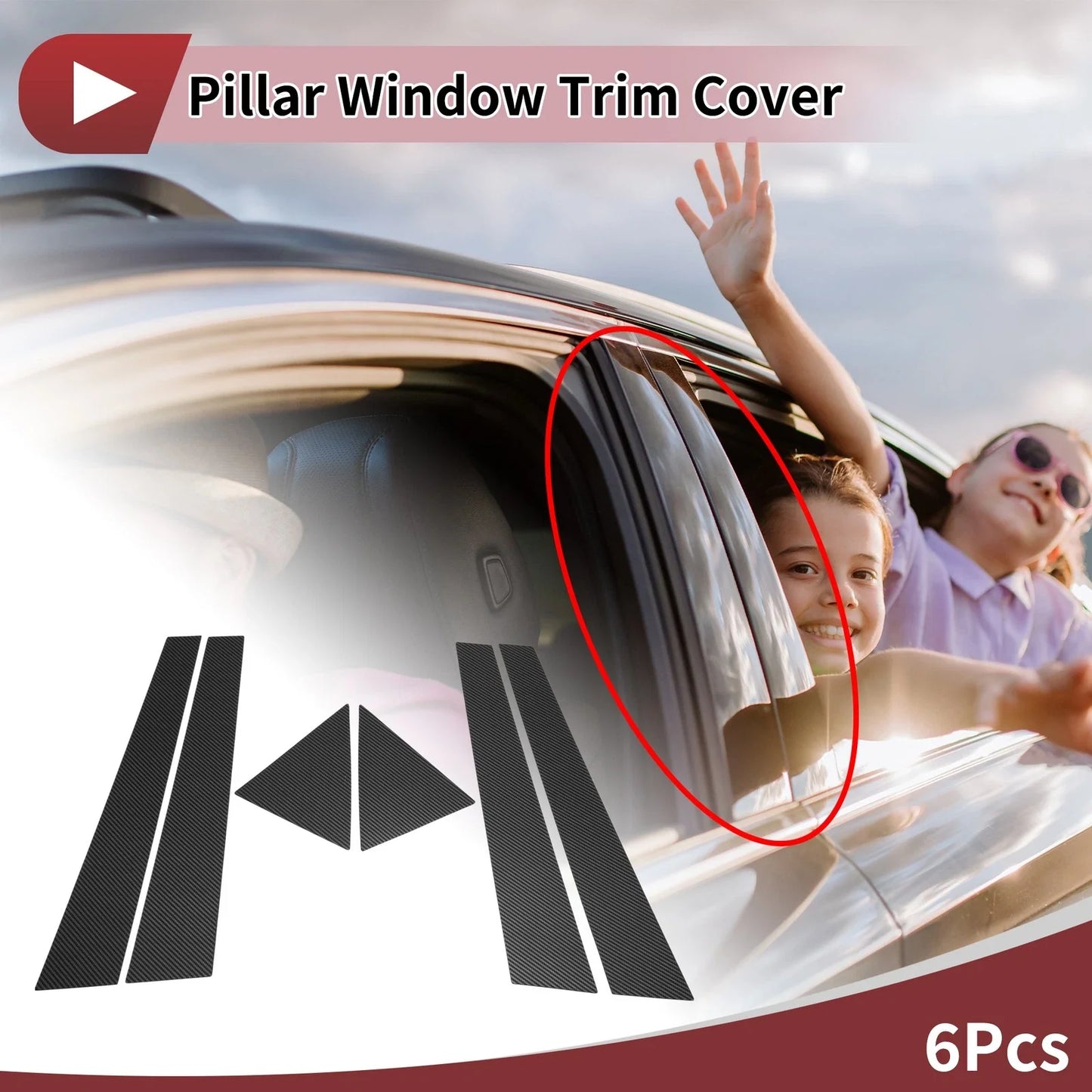 Door Pillar Window Trim for Chevrolet Optra 2006-2016 Black Carbon Fiber