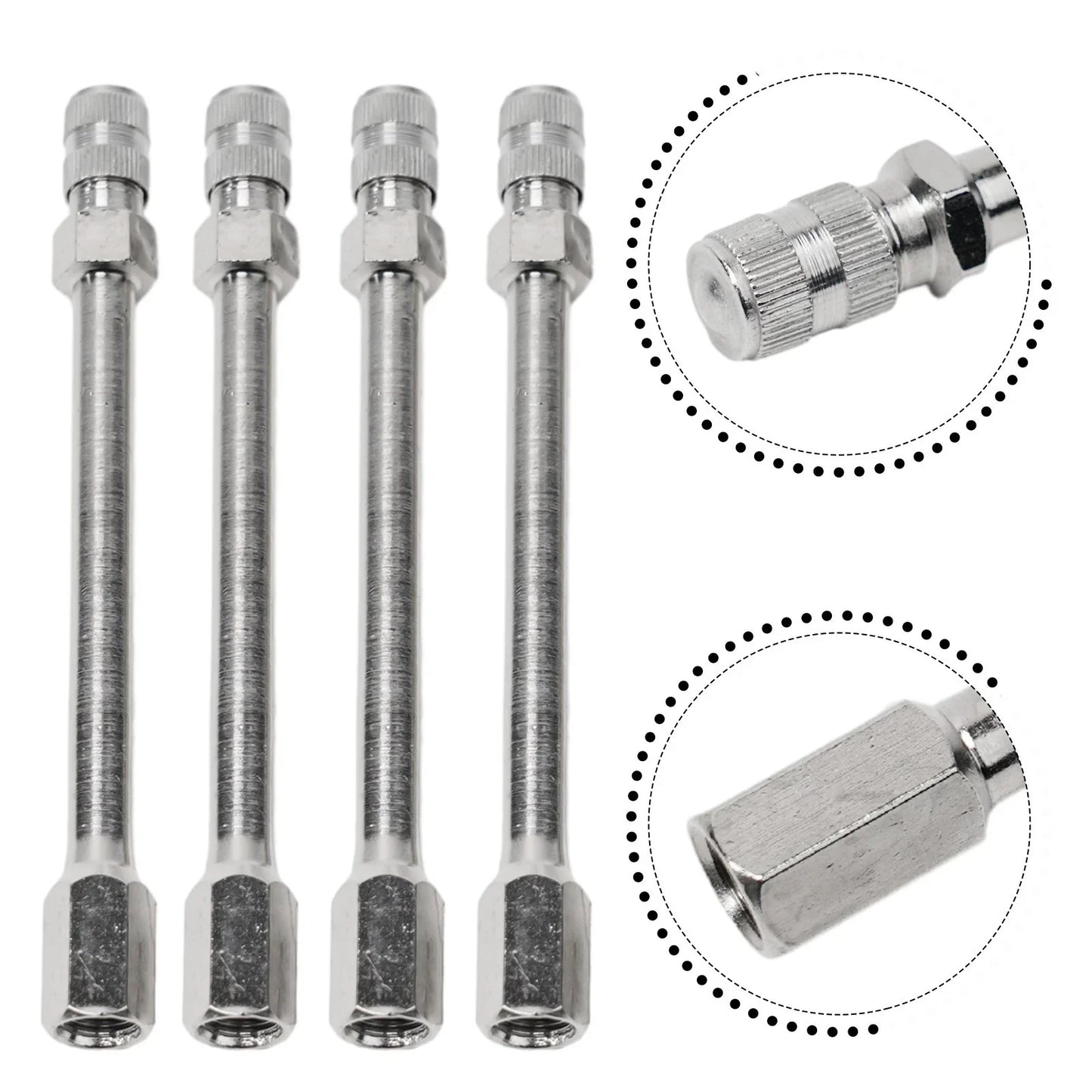 4x 100mm Metal Tire Wheel Valve Extension Cap Stem for Car Truck Van