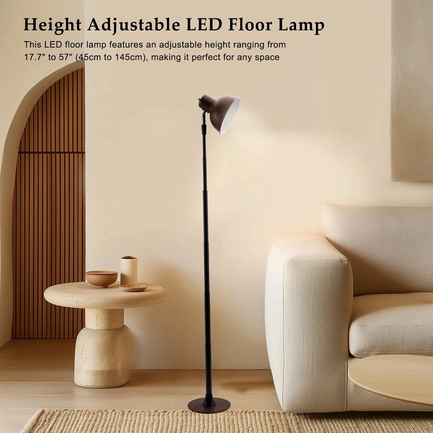 LED Floor Lamp for Living Room/Office - Dimmable Adjustable, Black