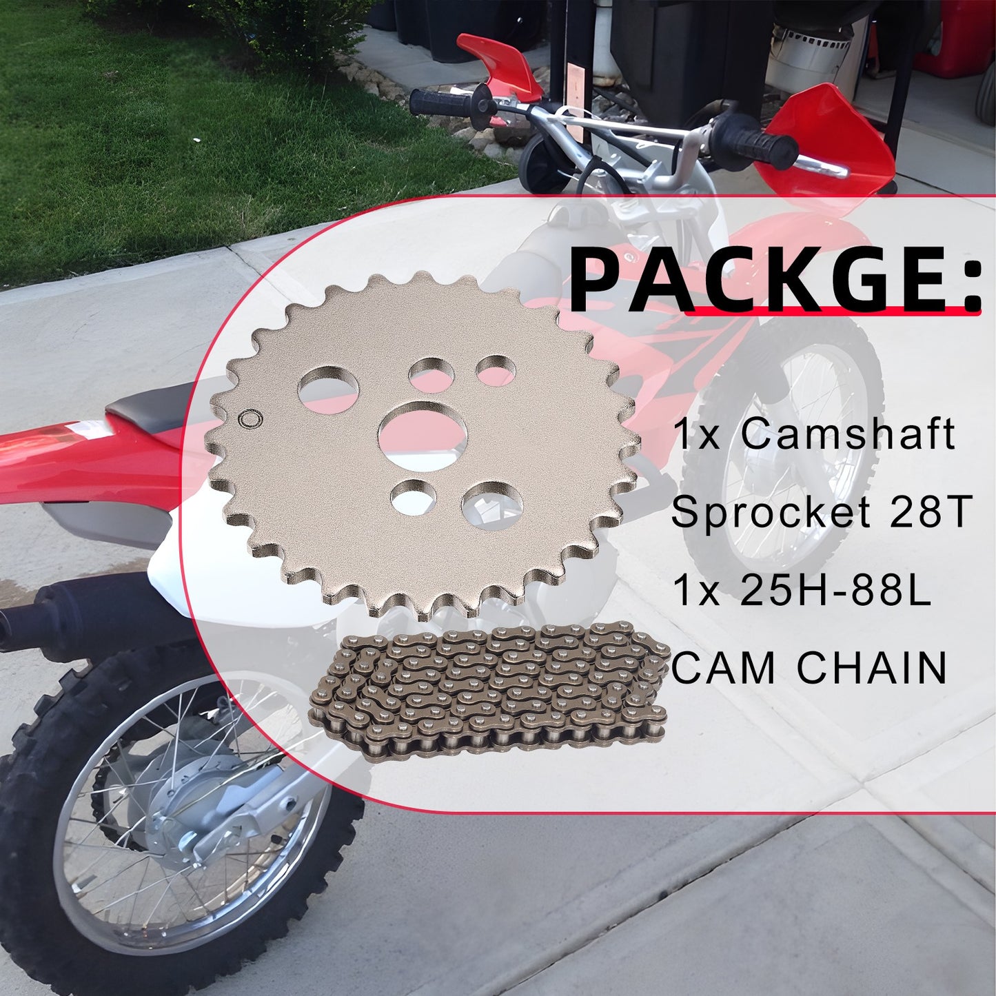 Cam Chain & Camshaft Sprocket for Honda XR80R CRF80F (2000–2009)