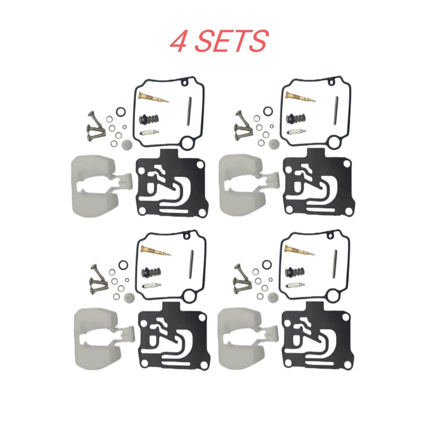 Set of 4 Carburetor Kits for Yamaha 50 HP 4 Stroke