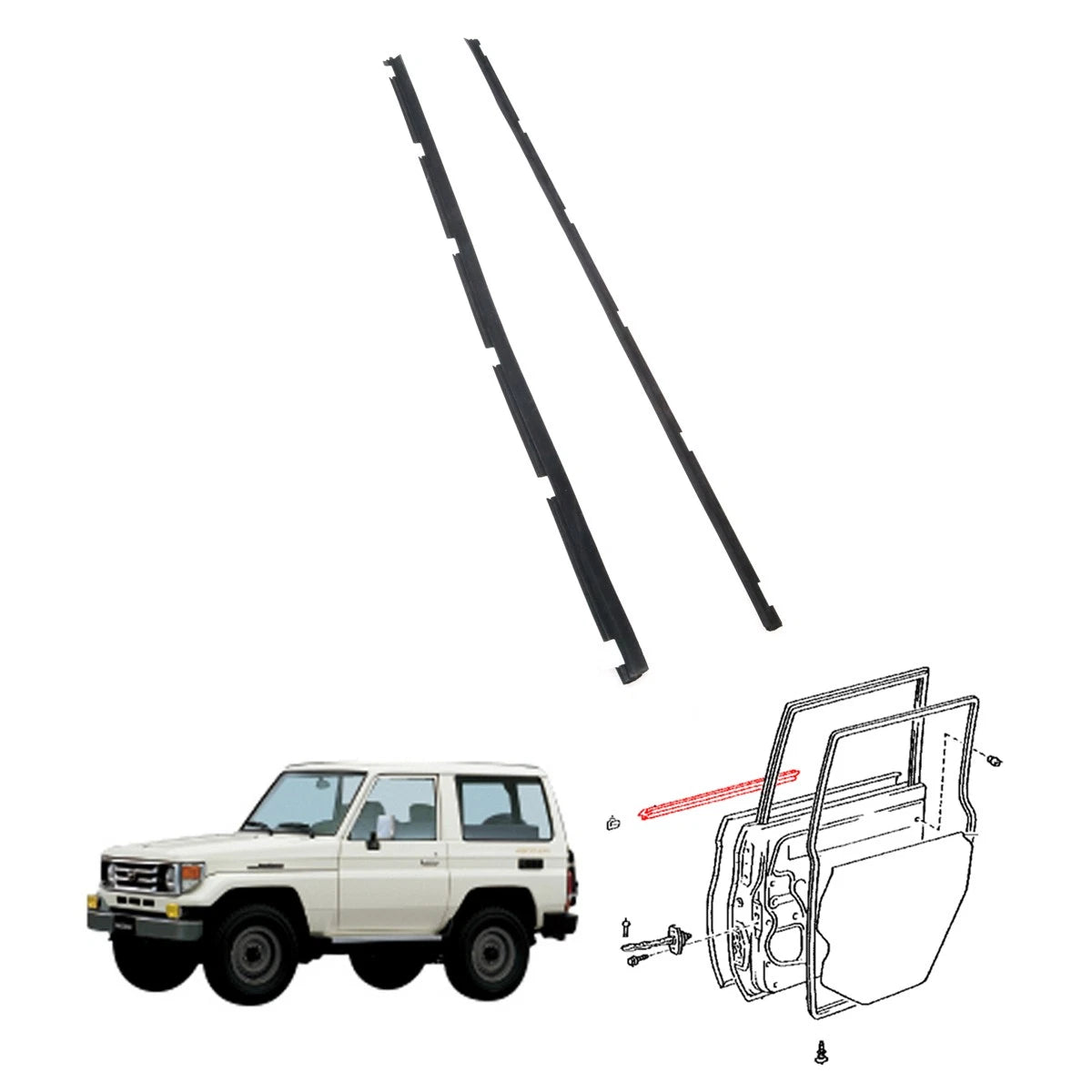 Rear Door Glass Outer Weatherstrip for Toyota Land Cruiser (FZJ76, GRJ79, VDJ76)