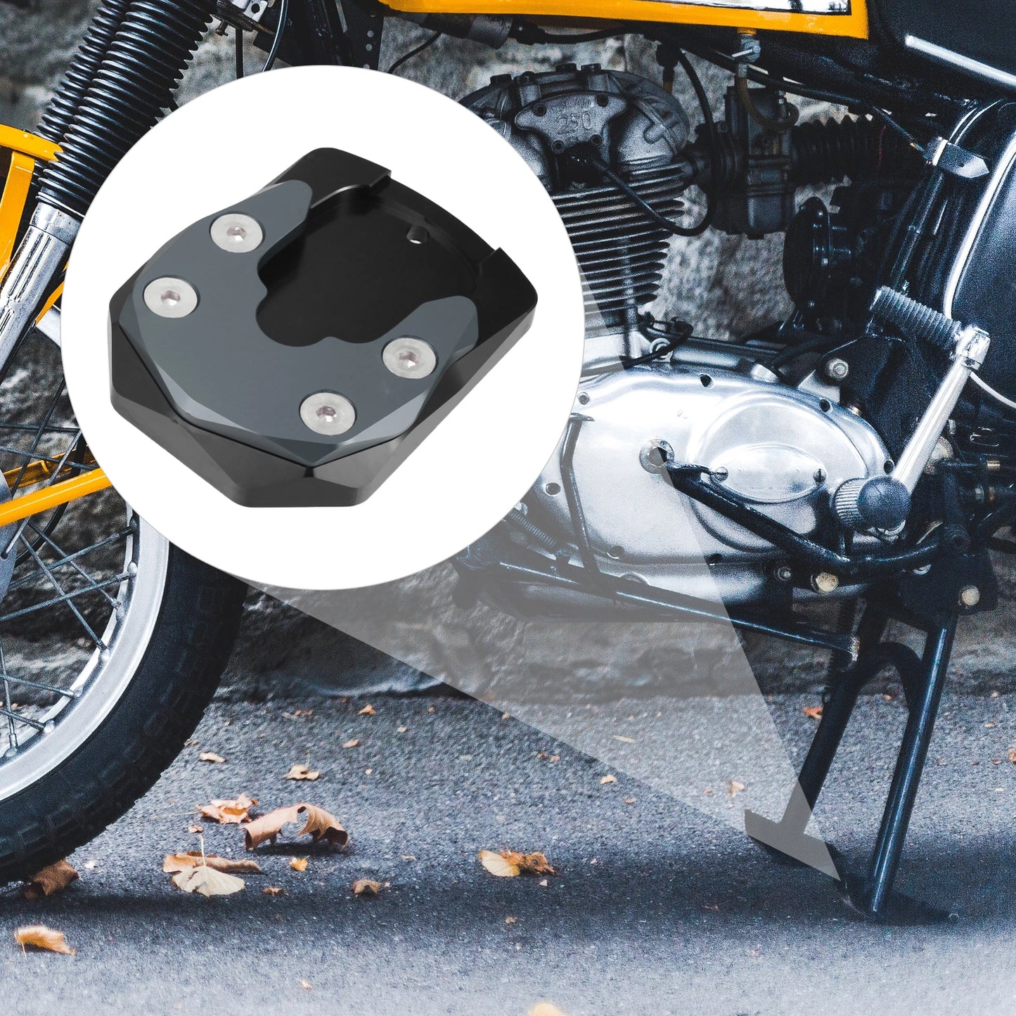 Set of 1 Kickstand Pad for Yamaha YZF-R15 (2017–2023) Black Titanium Tone