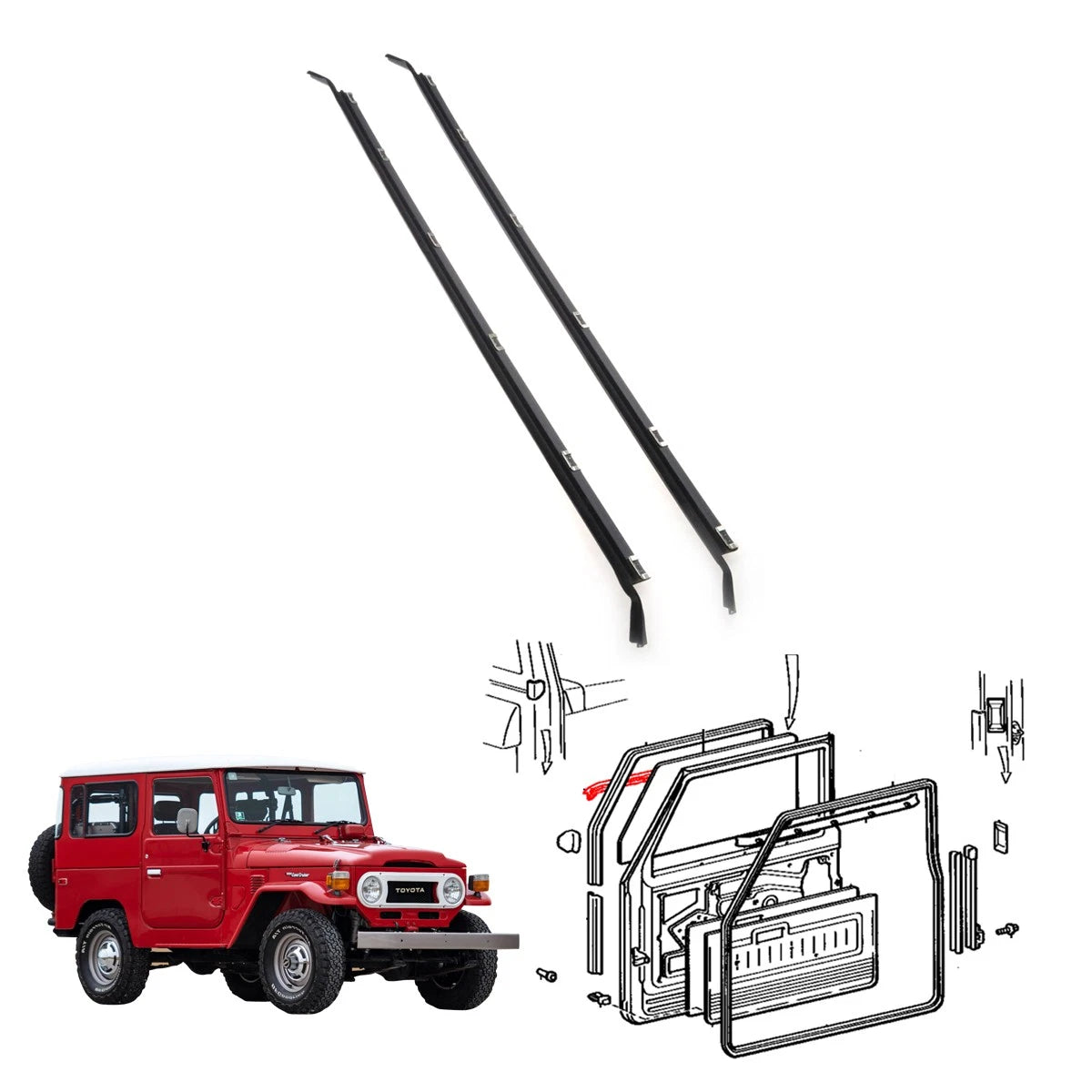 Outer Weatherstrip for Toyota Land Cruiser BJ41 BJ46 FJ40 (1975–1984)