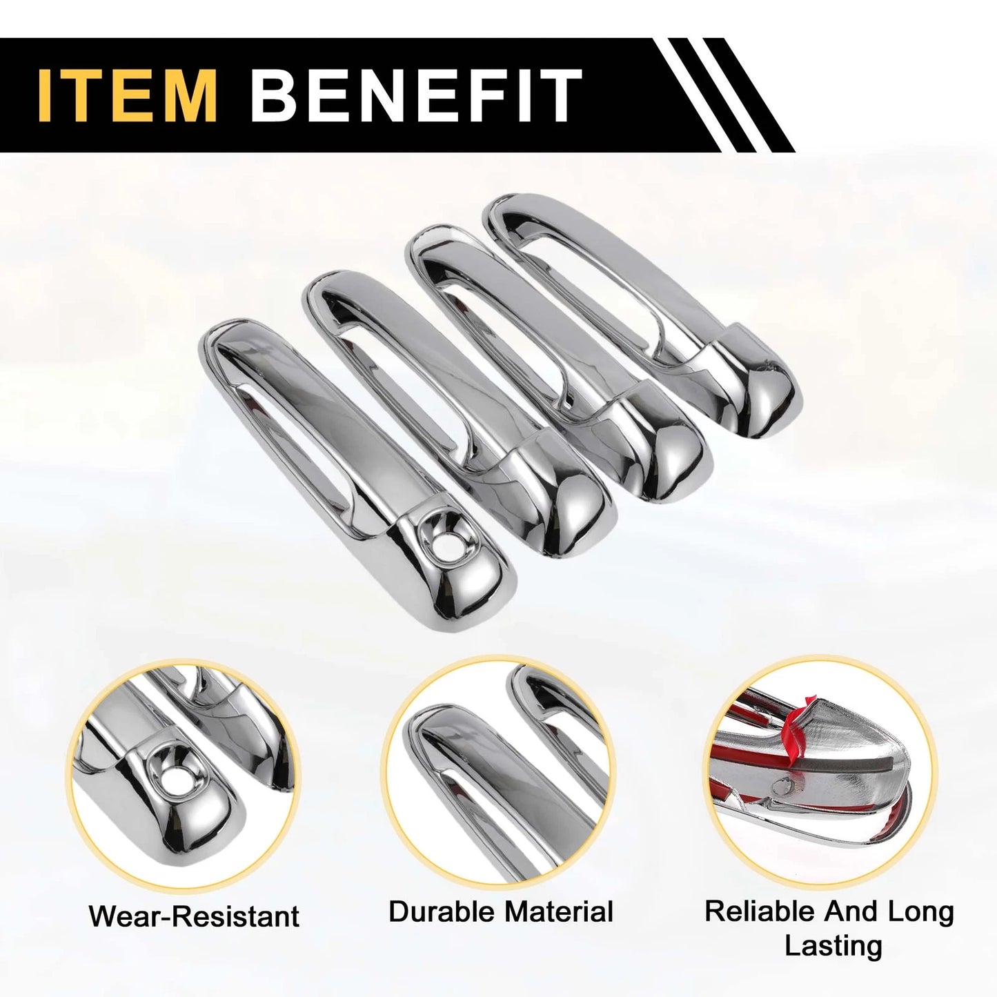 Set of 4 Car Door Handle Protectors for Dodge Ram 1500 (2002–2008) Silver Tone