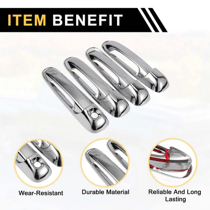 Set of 4 Car Door Handle Protectors for Dodge Ram 1500 (2002–2008) Silver Tone