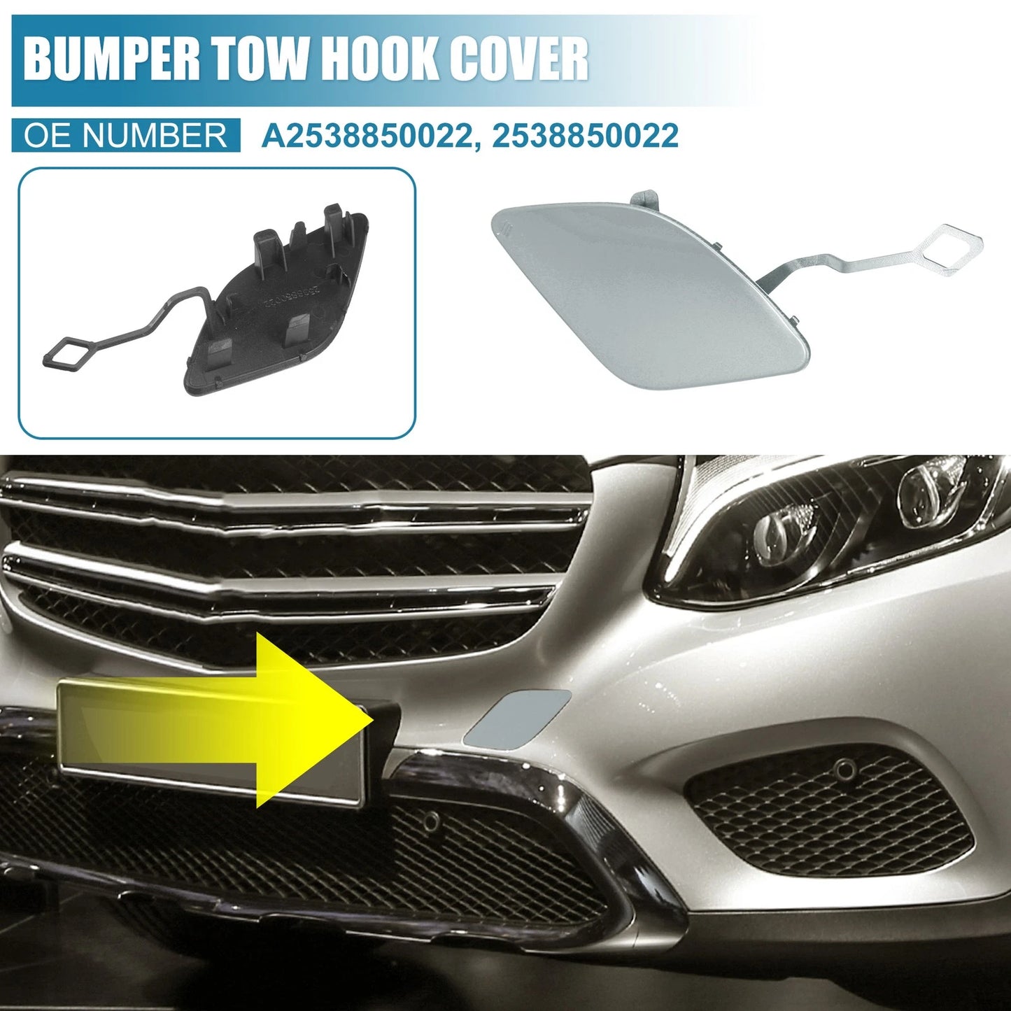 Tow Hook Cap A2538850022 for Mercedes-Benz GLC Class (2016–2023) Silver Tone