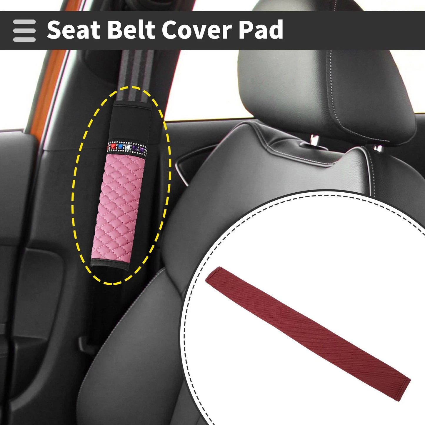 Seat Belt Cover Pad for Pana (1 Pcs) 19.69 Inch Burgundy Leather