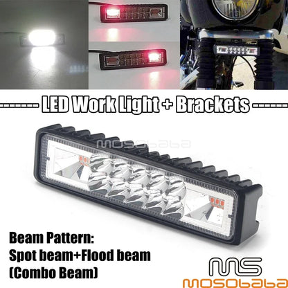 6'' LED Work Light Bar Fog Spot Flood Lights for Harley Dyna FXDWG FXDL FXDF (2006-2023)