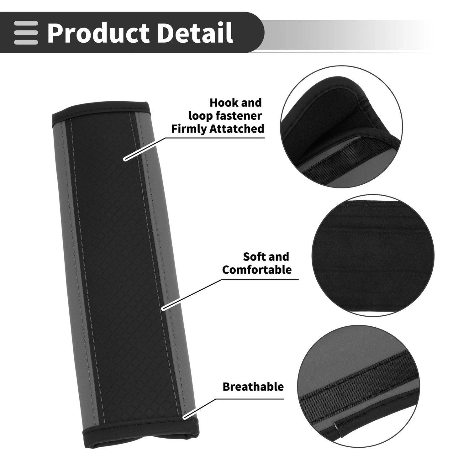 Set of 2 Faux Leather Seat Belt Cover Pads for Universal Fit