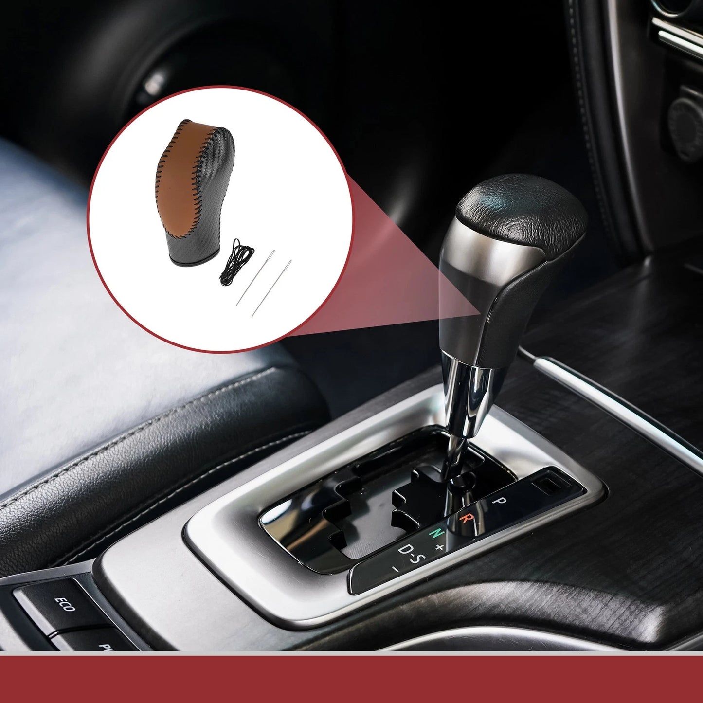 Gear Shift Knob Cover for Ford Fusion (2013–2016) Brown Black