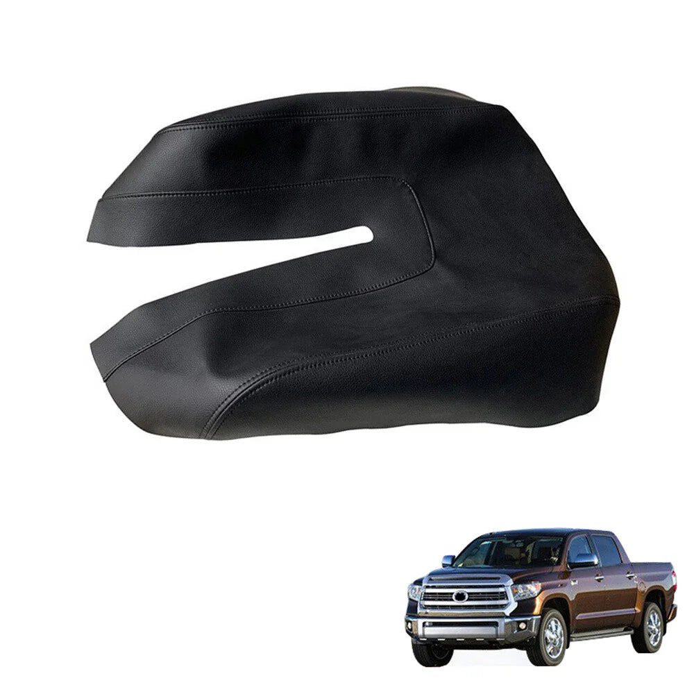 Leather Center Console Lid Armrest Cover for 14-21 Toyota Tundra Black