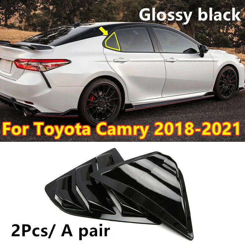 Glossy Black Rear Window Louver Shutter Cover Trim for Toyota Camry (2018–2021)