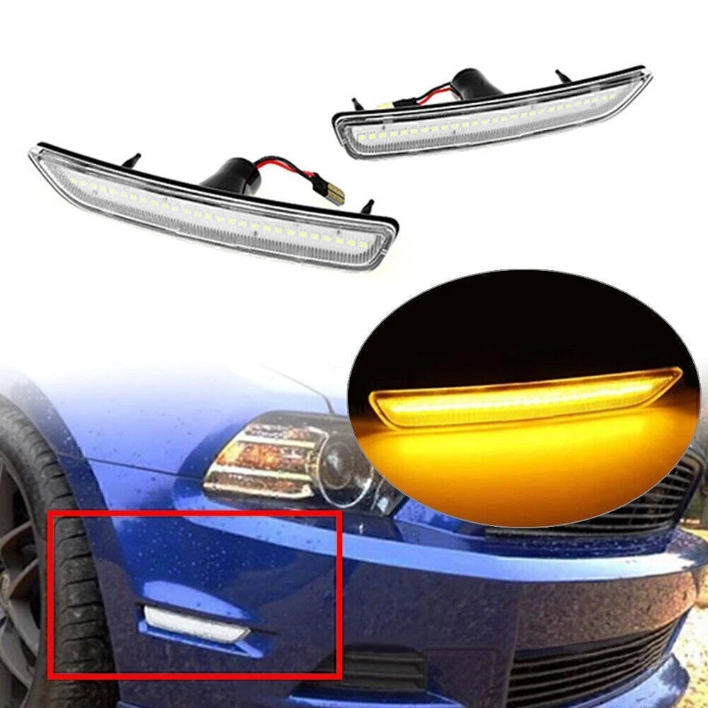 2X LED Front Bumper Side Indicator Light Lamps LH+RH for Ford Mustang (2010–2014)
