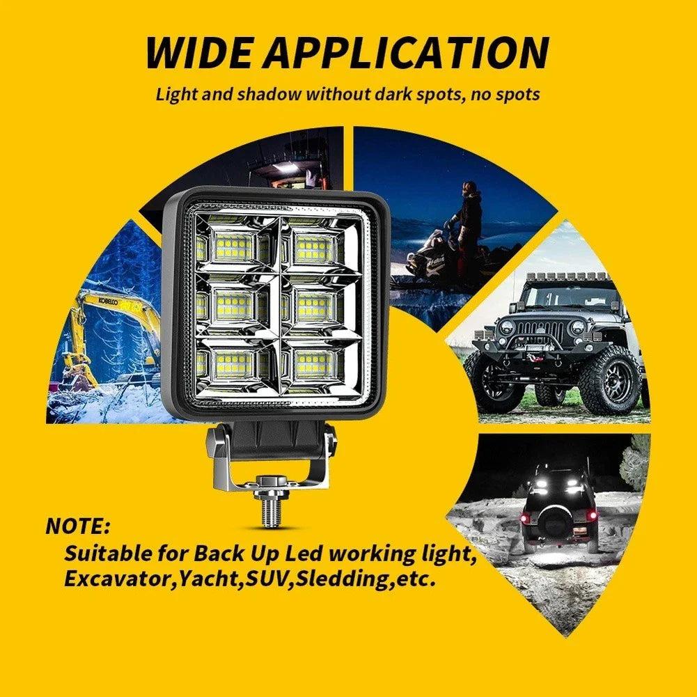 4 Inch Square / 144W 48LED / Work Light for Car