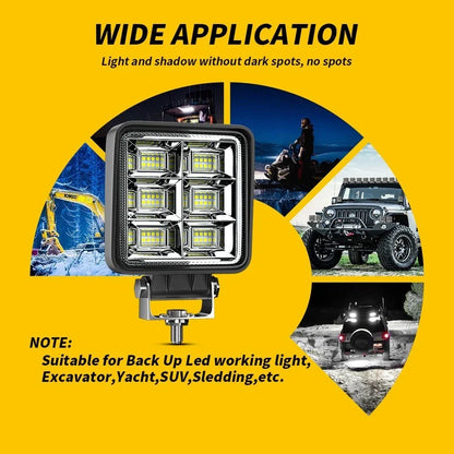 4 Inch Square / 144W 48LED / Work Light for Car