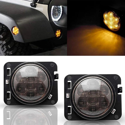 Front LED Turn Signal Side Marker Lights for 2007-2017 Wrangler JK (2007-2017)