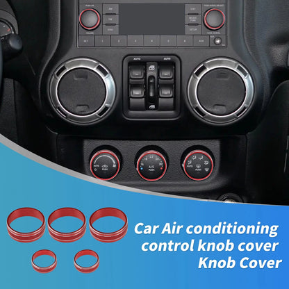 Control Switch Knob Cover Trim Ring for Jeep Wrangler JK JKU (2007–2018) Red