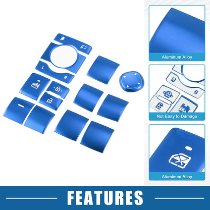 14 Pcs Window Switch Button Cover Trim for Toyota RAV4 (2019–2022) Aluminum Blue