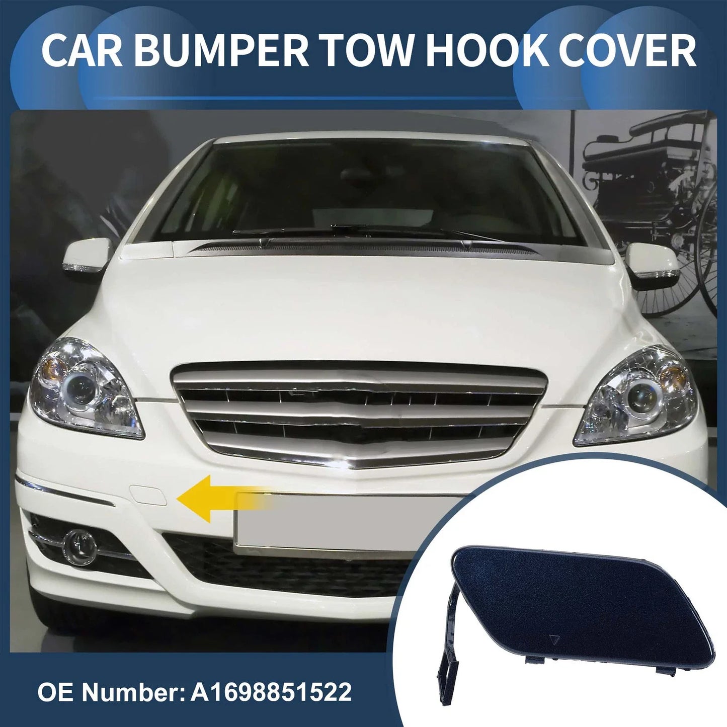 Front Bumper Tow Hook Cover for Mercedes-Benz A-Class (2005-2012) Blue Metallic