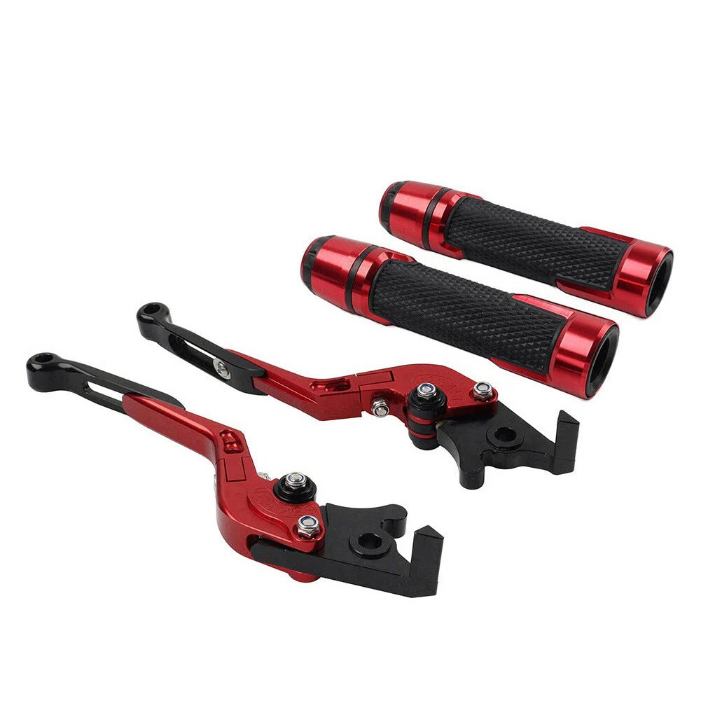 Red Extendable Brake Clutch Levers & Handlebar Grips for Kawasaki Z900RS (2018-2023)