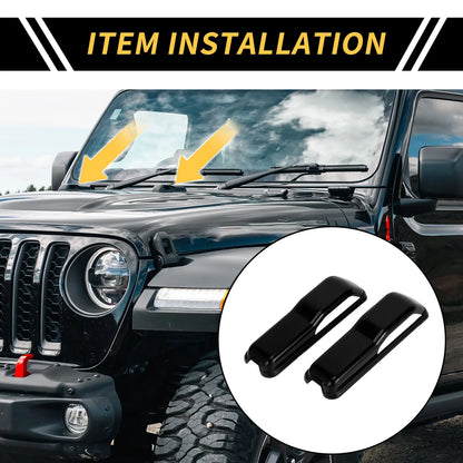 2X Engine Hood Hinge Cover Trim for Jeep Wrangler JL JLU (2018–2022) Black
