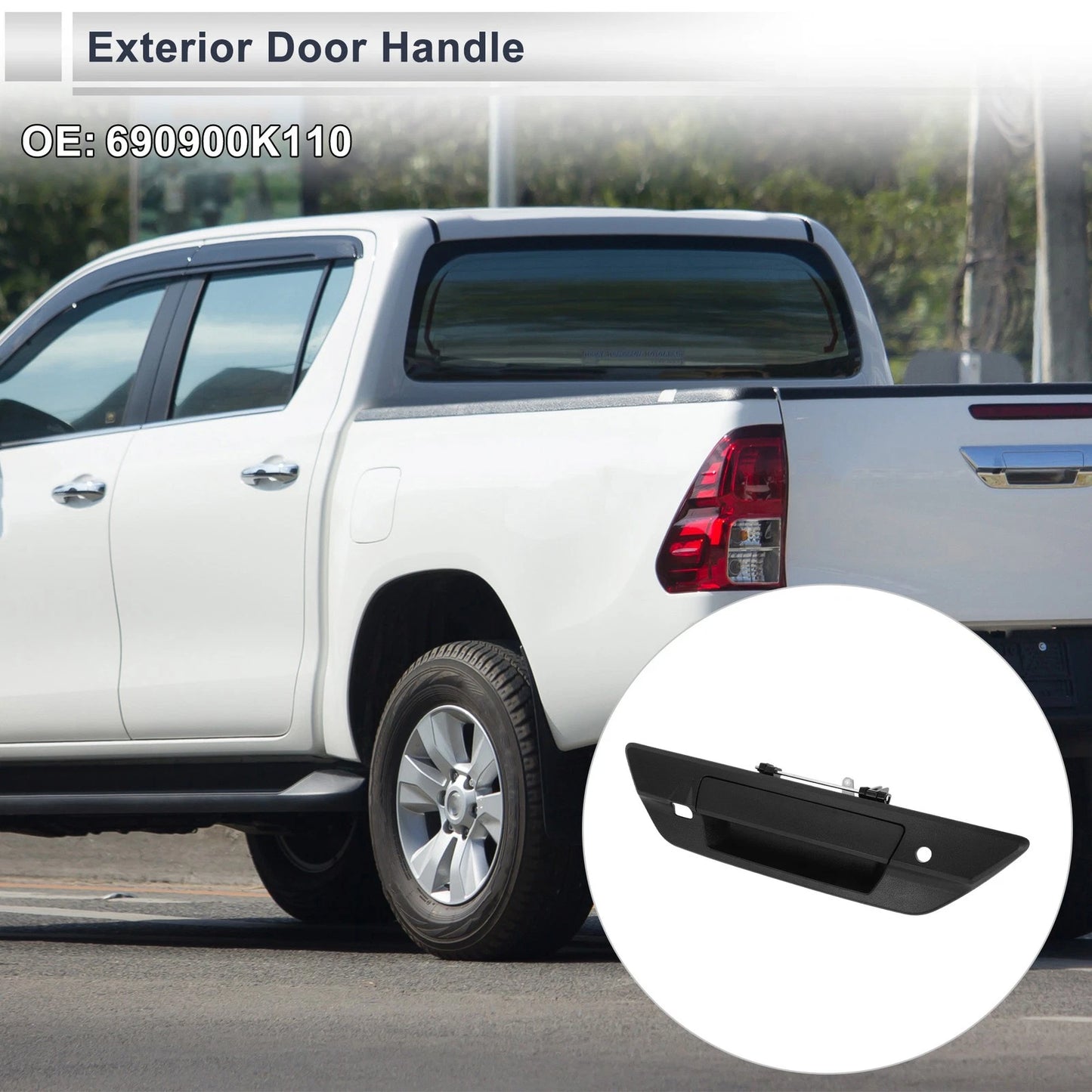 Exterior Door Tailgate Handles for Toyota Hilux Revo (2015–2021) No. 690900K110 Black
