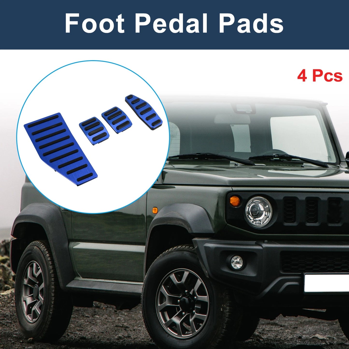 Set of 4 Manual Foot Accelerator Pedal Covers for Suzuki Jimny JB70W (2018–2022) Blue