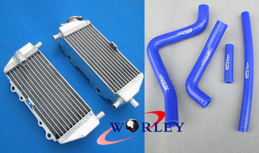 Aluminum Radiator with Black Hoses for Kawasaki KX125 (1999–2002)