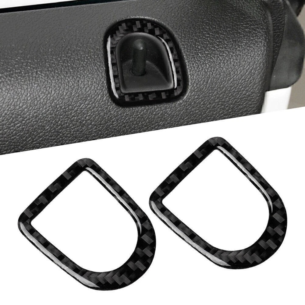 2X Carbon Fiber Door Lock Pins Frame Cover Trim for Ford Mustang (2009–2013)