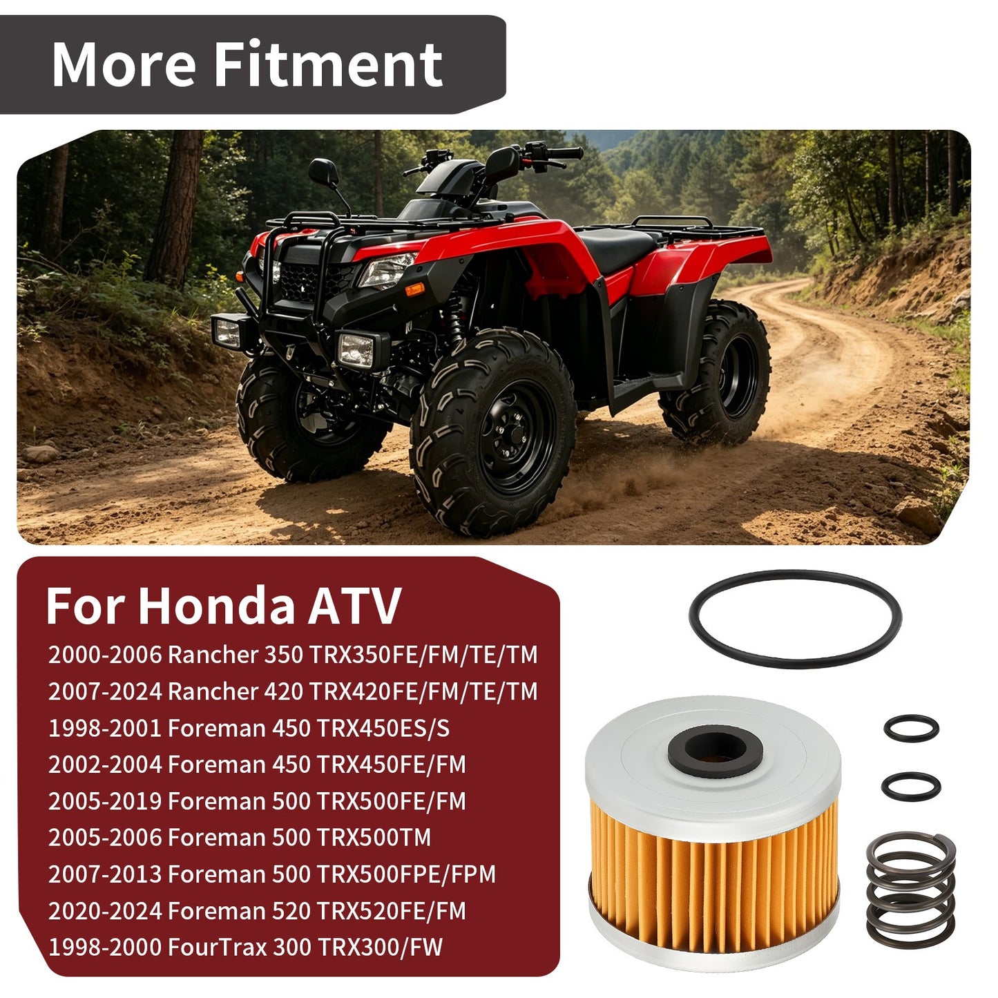 Oil Filter & Spring for Honda FourTrax 300 TRX300/FW (1998–2000)