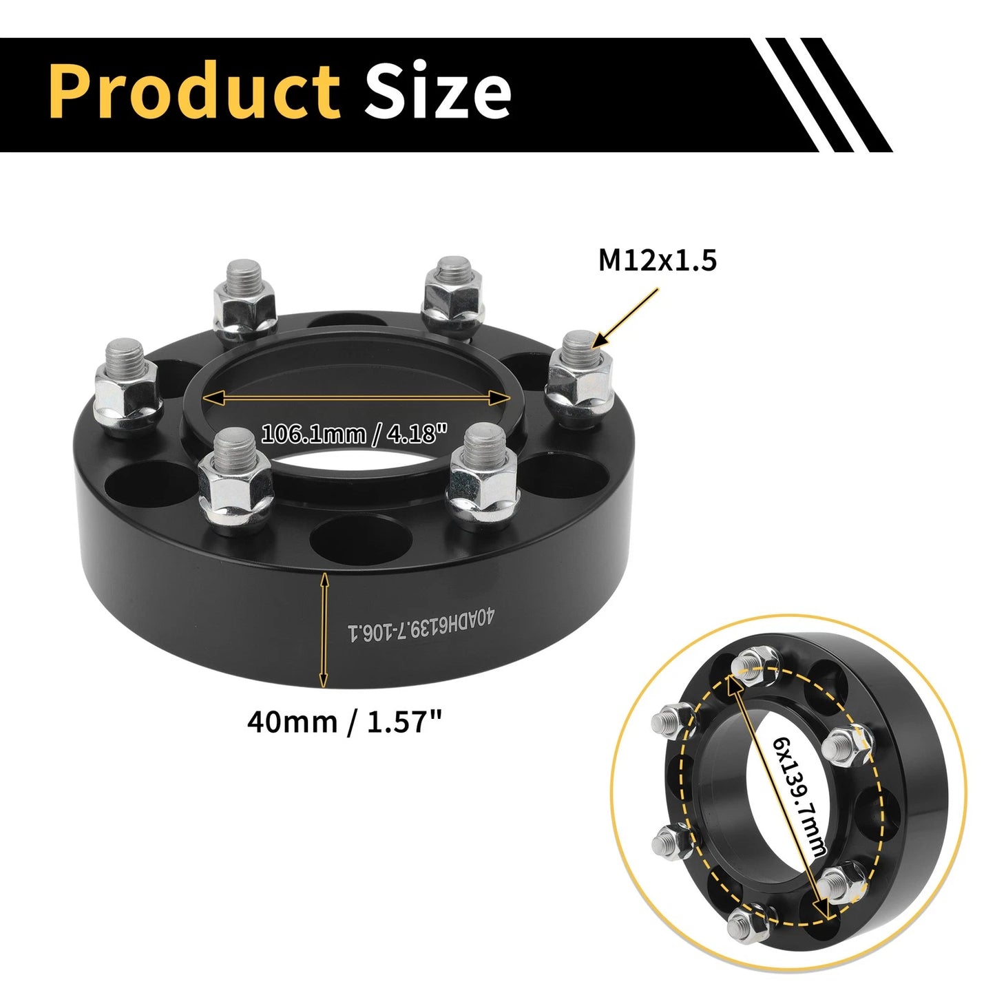 2X Wheel Spacers 6x139.7mm M12x1.5 for Toyota 4Runner (1989–2023)