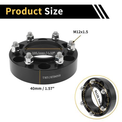 2X Wheel Spacers 6x139.7mm M12x1.5 for Toyota 4Runner (1989–2023)