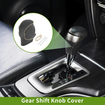 Gear Shift Knob Cover for Honda Civic (2022–2024) Black Beige Faux Leather