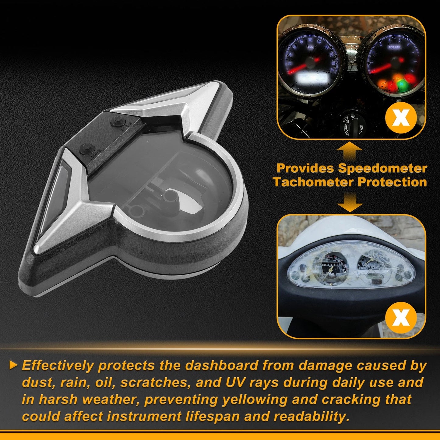 Speedometer Gauge Cover for Honda CBR250R (2011–2013) Black Plastic