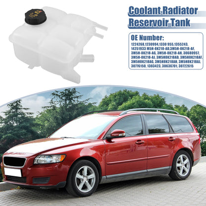 Coolant Radiator Reservoir Tank 1425193 with Cap for Volvo V50 S40 C30 C70 (2004–2012)