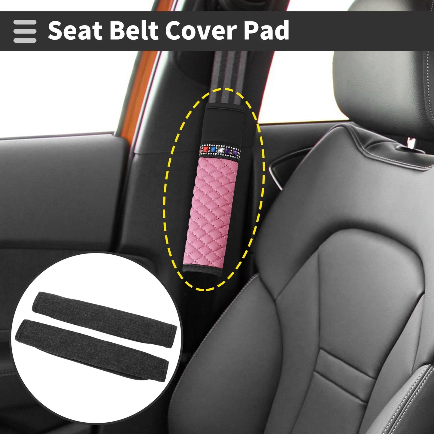 Set of 2 Grey Cat Paw Fleece Seat Belt Cover Pads 11.81"