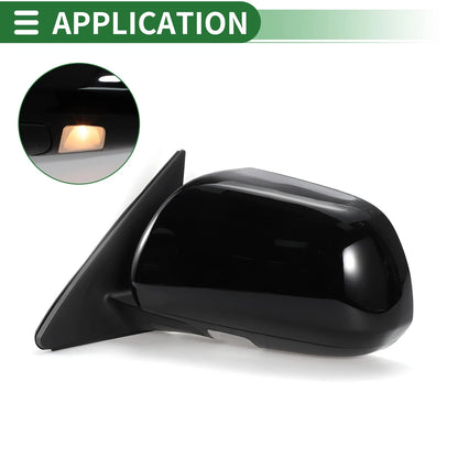 Left Side Door Mirror for Toyota Highlander (2008–2013) Manual Folding Gloss Black