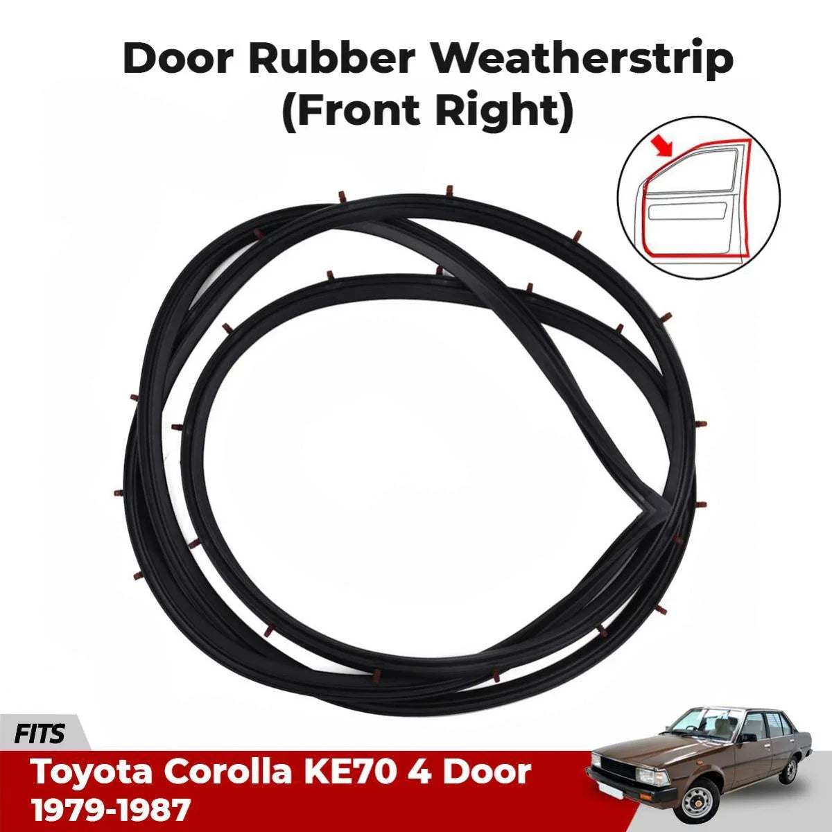 Door Seal Weatherstrip Belt Front RH Fits Toyota Corolla KE70 4D SED 1979-87 D09
