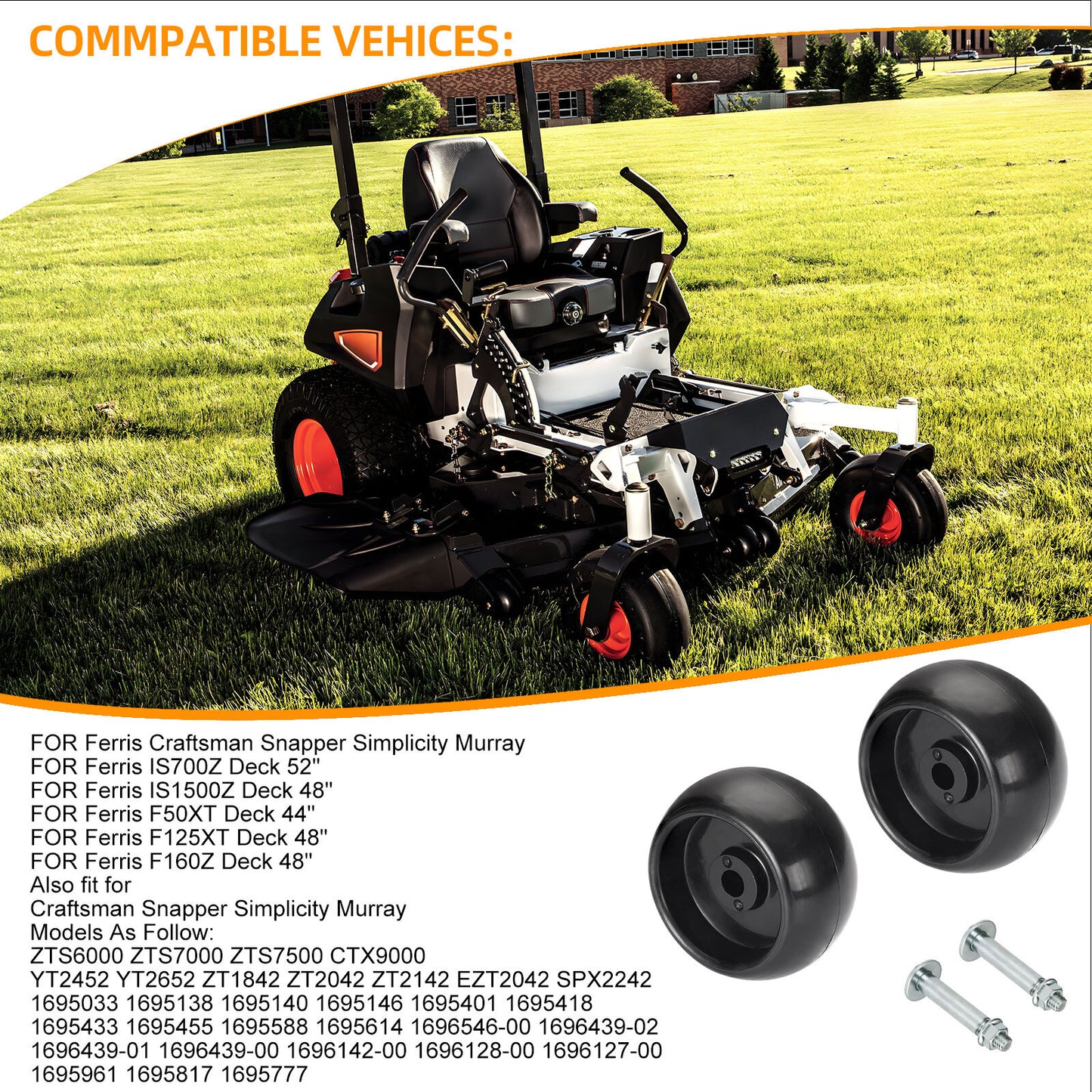 2X Deck Wheels Kit for Ferris Simplicity Snapper Pro (1500)